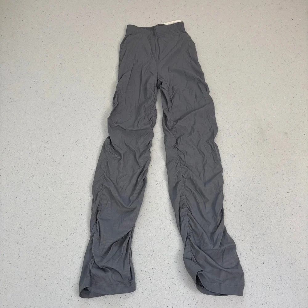 Lululemon Dance Studio Slim Fit High Rise Flared Ribbed Ruched Pants XXXS‎ Grey
